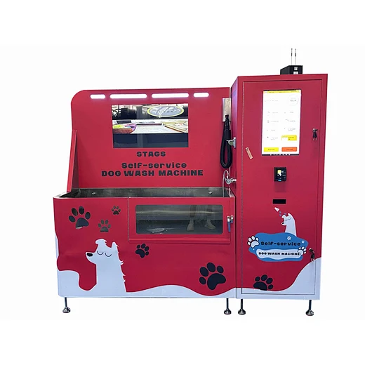 Station rouge de lavage pour chiens en libre-service